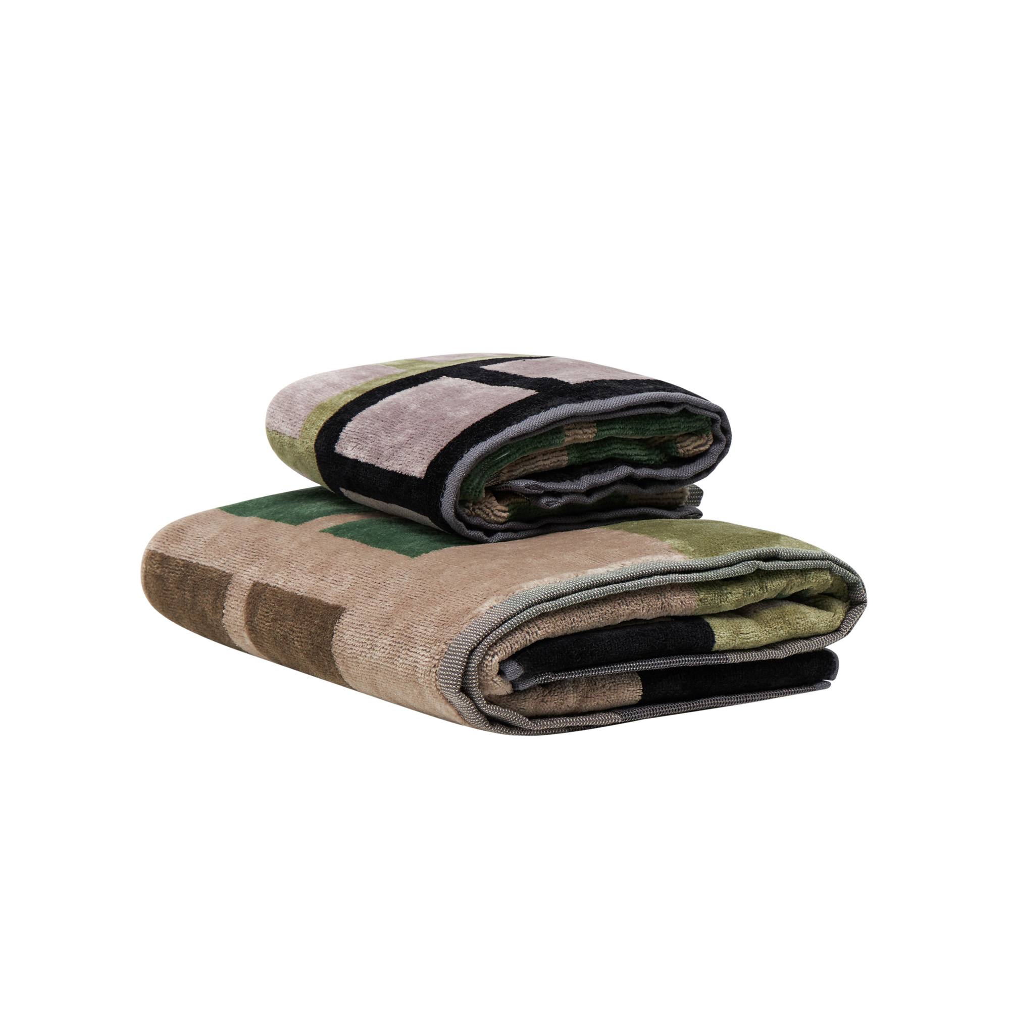 Juego Set Toalla( Tocador+Lavabo) + Toalla Baño BARCELONA NEW rizo jacquard cuadros
